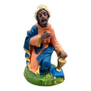 Vtg Fontanini Nativity Figurine Wiseman Black Paper Mache Christmas 7.5” Scale